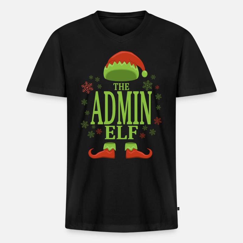 Admin Weihnachtself - Männer Premium Bio T-Shirt mit V-Ausschnitt - Schwarz
