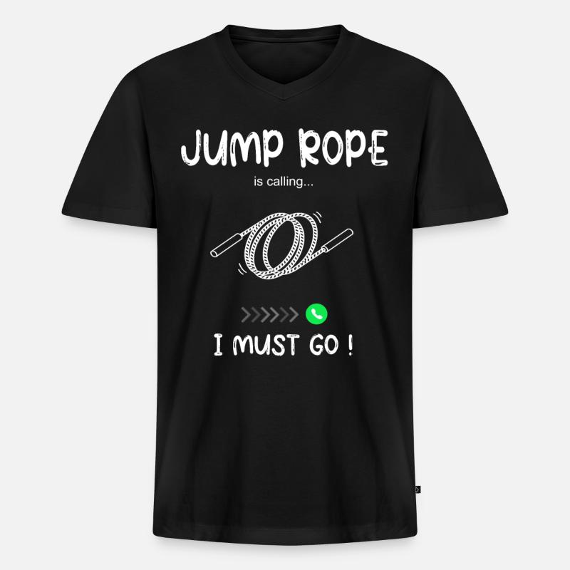 Jump Rope Calling - Seilspringen - Männer Premium Bio T-Shirt mit V-Ausschnitt - Schwarz