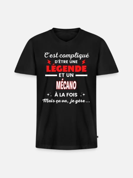 C'est compliqué phrase drôle MÉCANO - T-shirt encolure en V Premium bio Homme - noir