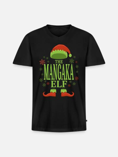 Mangaka Christmas Elf - Men's Premium Organic T-shirt with V-neck - black