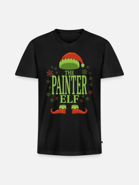Painter Christmas Elf - Men's Premium Organic T-shirt with V-neck - black
