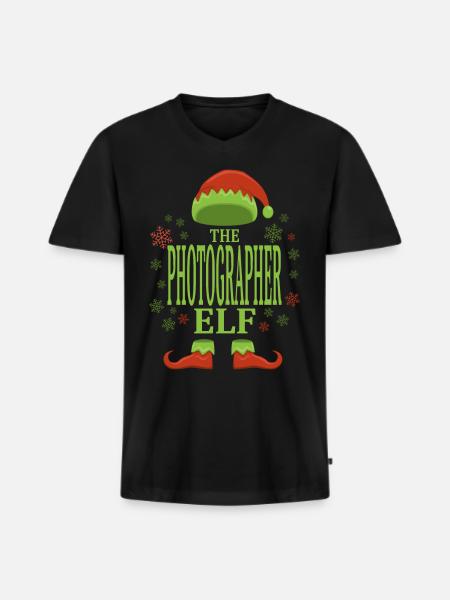 Photographer Christmas Elf - Men's Premium Organic T-shirt with V-neck - black