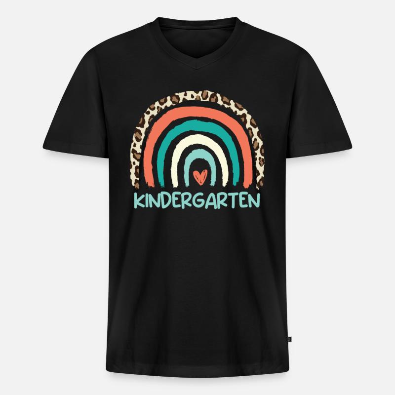 Ich bin gerne im Kindergarten - Männer Premium Bio T-Shirt mit V-Ausschnitt - Schwarz