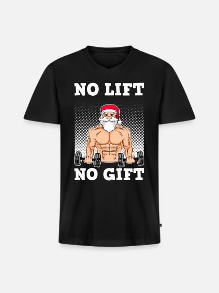 No Lift no Gift jultomten med Sixpack Bodybuilder - Ekologisk premium-T-shirt med V-ringning herr - svart