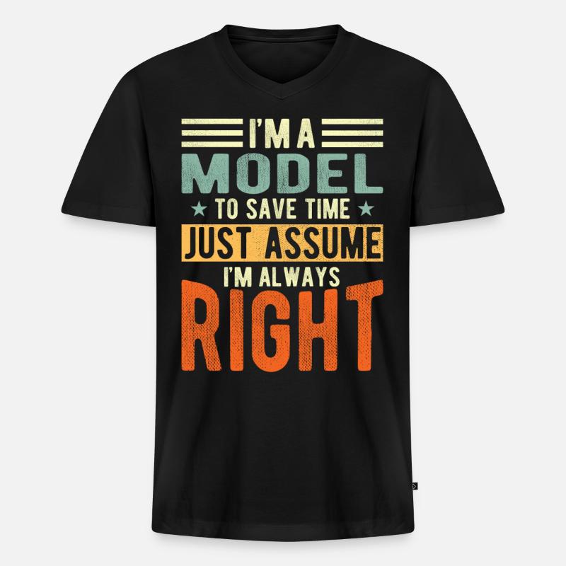 Modell - Männer Premium Bio T-Shirt mit V-Ausschnitt - Schwarz