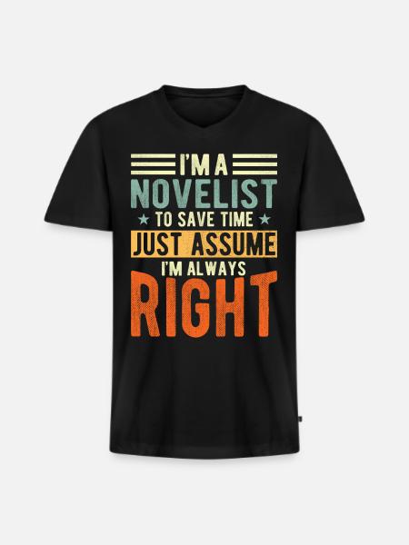 Romancier - T-shirt encolure en V Premium bio Homme - noir