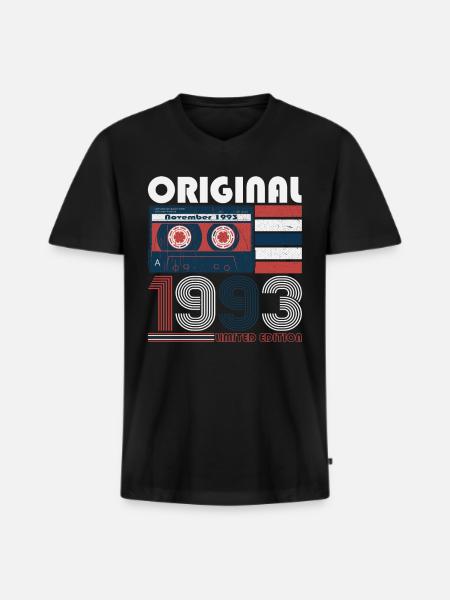 November geboren 1993 29e verjaardag cadeau - Mannen Premium Bio T-shirt met V-hals - zwart