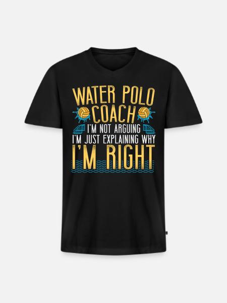 Entraîneur de Water-Polo Vintage Water - T-shirt encolure en V Premium bio Homme - noir