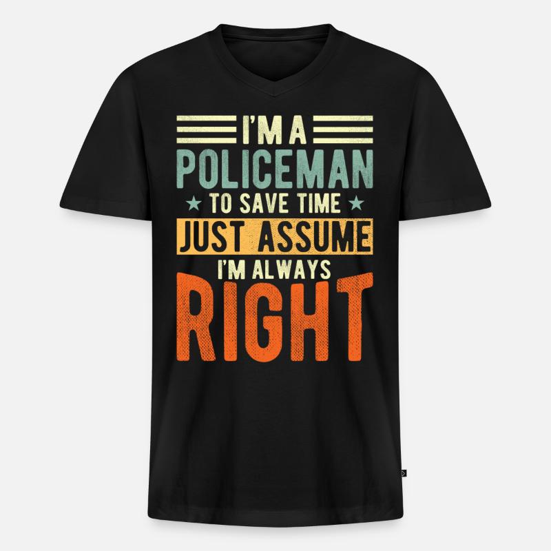 Polizist - Männer Premium Bio T-Shirt mit V-Ausschnitt - Schwarz