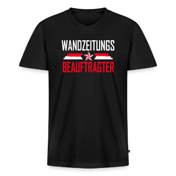 wandzeitungsbeauftragter - Männer Premium Bio T-Shirt mit V-Ausschnitt - Schwarz - Vorne - Nico (187cm)