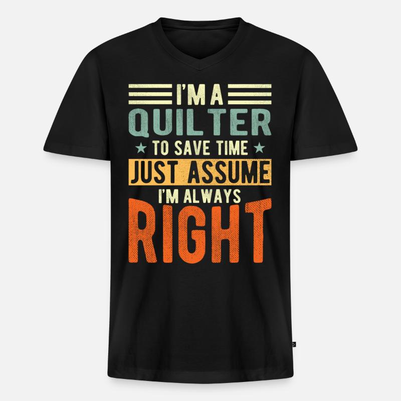 Quilter - Männer Premium Bio T-Shirt mit V-Ausschnitt - Schwarz