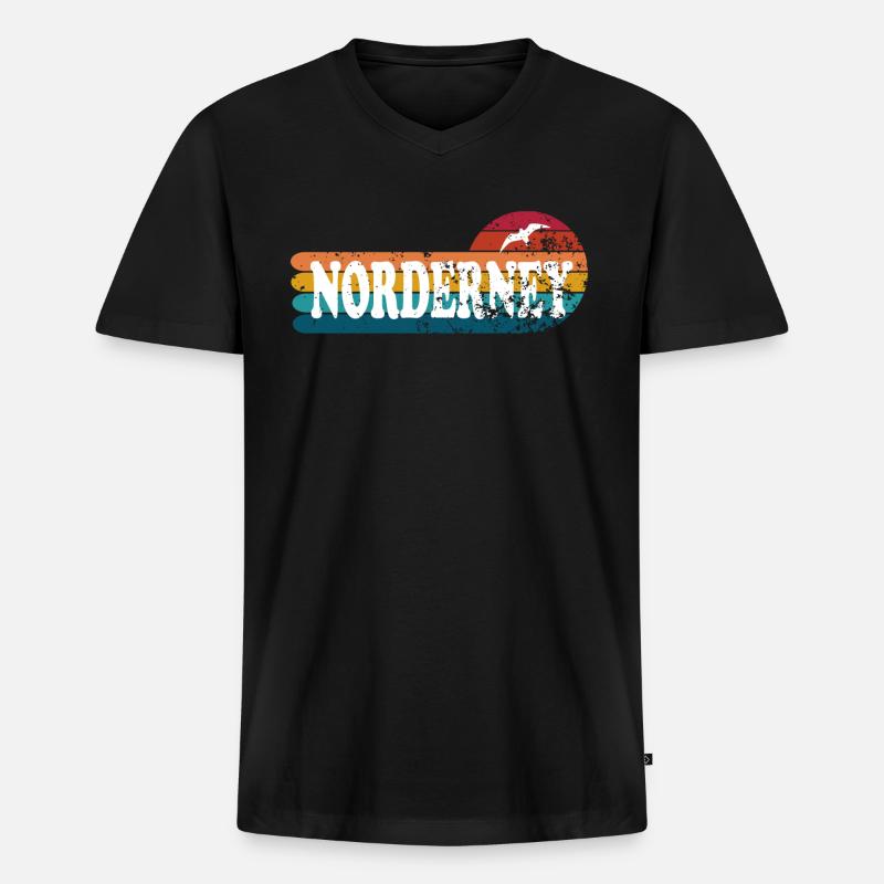 Insel Norderney Ostfriesland - Männer Premium Bio T-Shirt mit V-Ausschnitt - Schwarz
