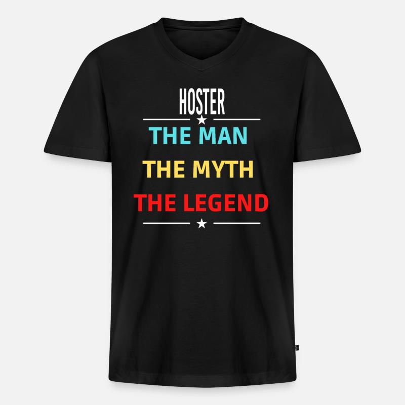 Der Mann Der Mythos Die Legende HOSTER - Männer Premium Bio T-Shirt mit V-Ausschnitt - Schwarz
