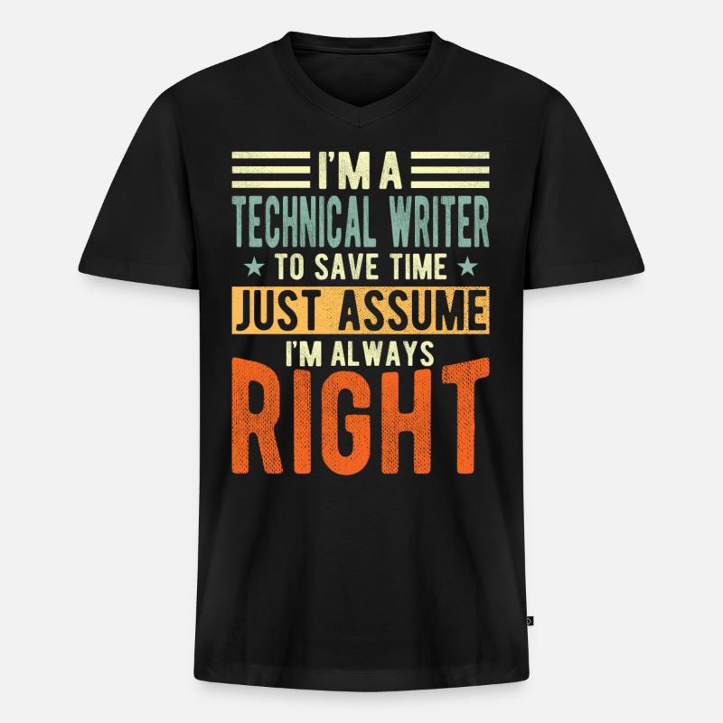 Technischer Schreiber - Männer Premium Bio T-Shirt mit V-Ausschnitt - Schwarz