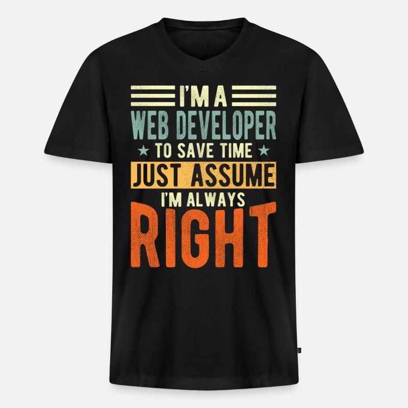 Web-entwickler - Männer Premium Bio T-Shirt mit V-Ausschnitt - Schwarz