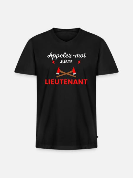 Appelez-moi lieutenant pompier - T-shirt encolure en V Premium bio Homme - noir