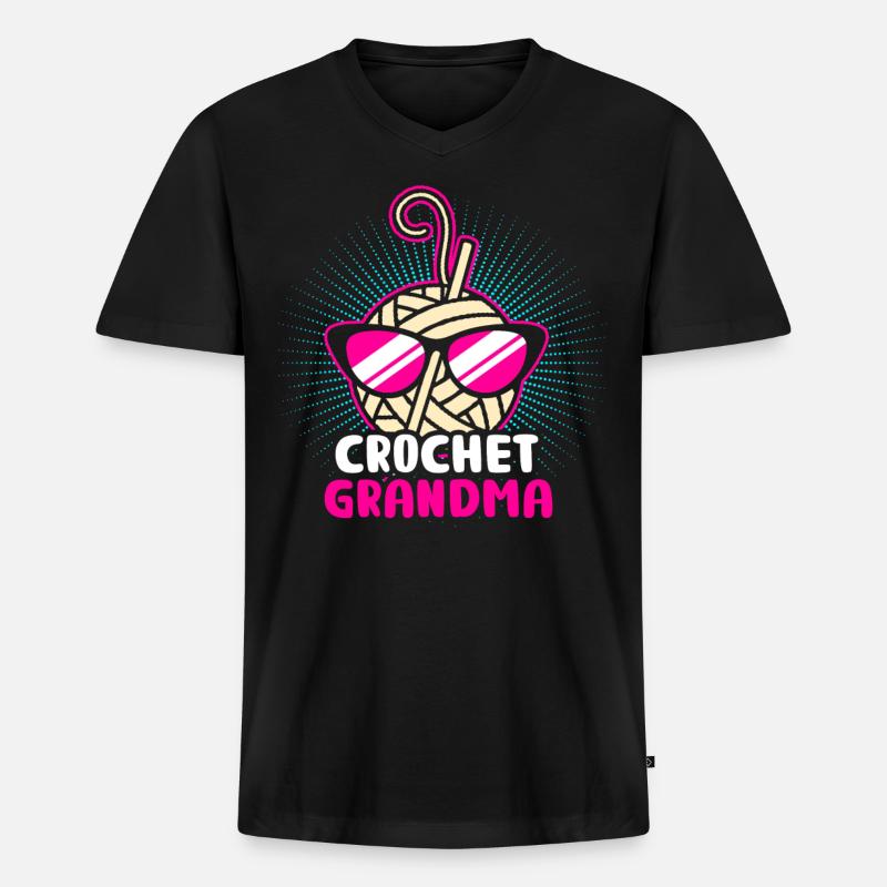 Stricken Grossmutter - Männer Premium Bio T-Shirt mit V-Ausschnitt - Schwarz