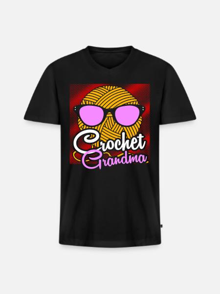 Stricken Grossmutter - Männer Premium Bio T-Shirt mit V-Ausschnitt - Schwarz