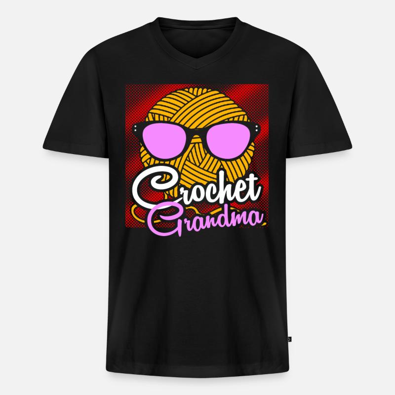 Stricken Grossmutter - Männer Premium Bio T-Shirt mit V-Ausschnitt - Schwarz