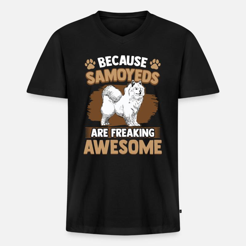 Samojede sind fantastisch Samojedenspitz - Männer Premium Bio T-Shirt mit V-Ausschnitt - Schwarz