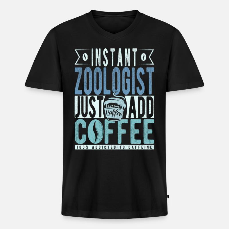 Zoologe Kaffee Spruch - Männer Premium Bio T-Shirt mit V-Ausschnitt - Schwarz