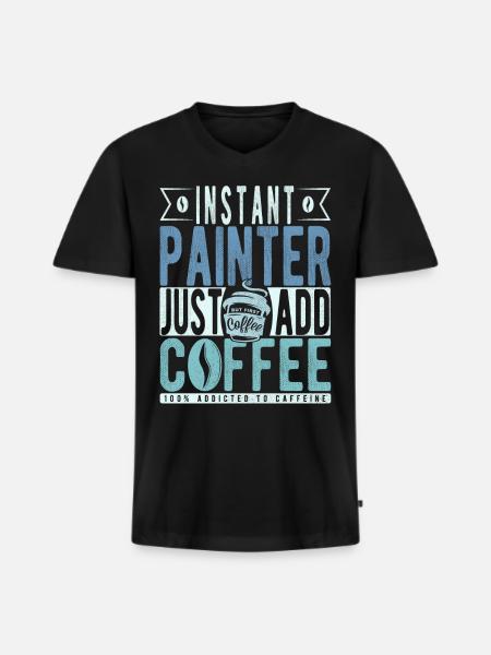 Painter coffee saying - Men's Premium Organic T-shirt with V-neck - black