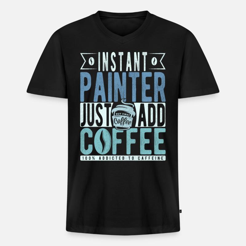 Maler Kaffee Spruch - Männer Premium Bio T-Shirt mit V-Ausschnitt - Schwarz