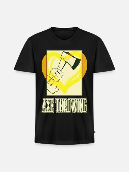 Bijl werpen bijl werpen bijl werpen sport dubbele bijl - Mannen Premium Bio T-shirt met V-hals - zwart