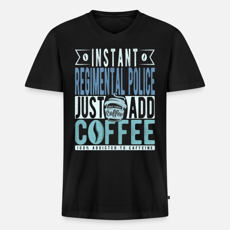 Regimentspolizei Kaffee Spruch - Männer Premium Bio T-Shirt mit V-Ausschnitt - Schwarz