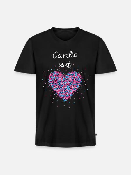 Cardio mit Herz Cardiotraining Krafttraining - Männer Premium Bio T-Shirt mit V-Ausschnitt - Schwarz