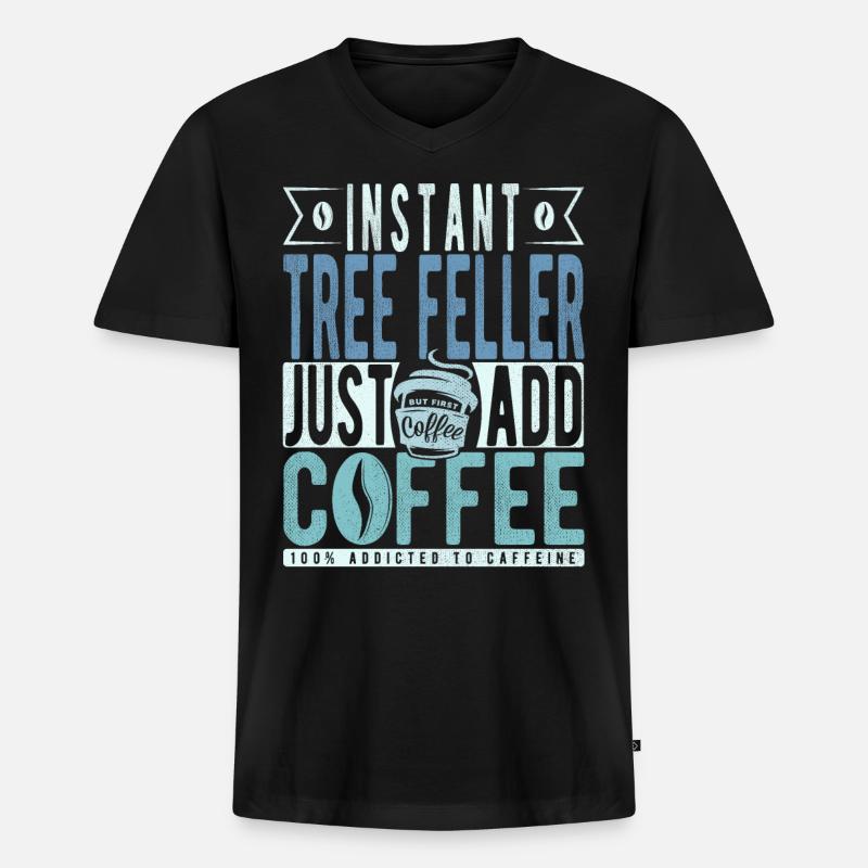 Baum Faller Kaffee Spruch - Männer Premium Bio T-Shirt mit V-Ausschnitt - Schwarz