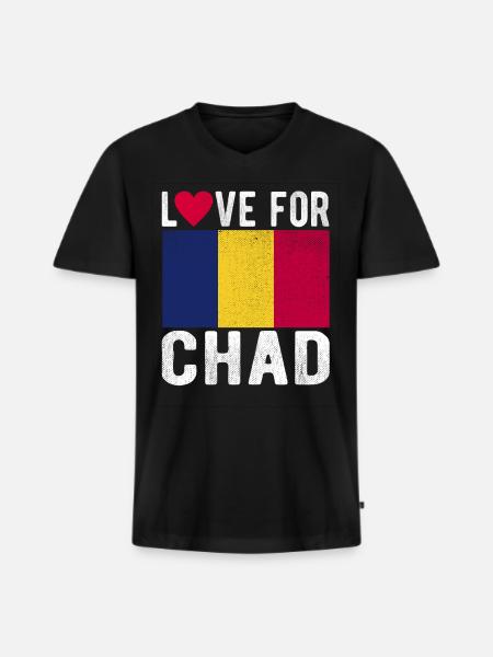 Chad Souvenir - Men's Premium Organic T-shirt with V-neck - black