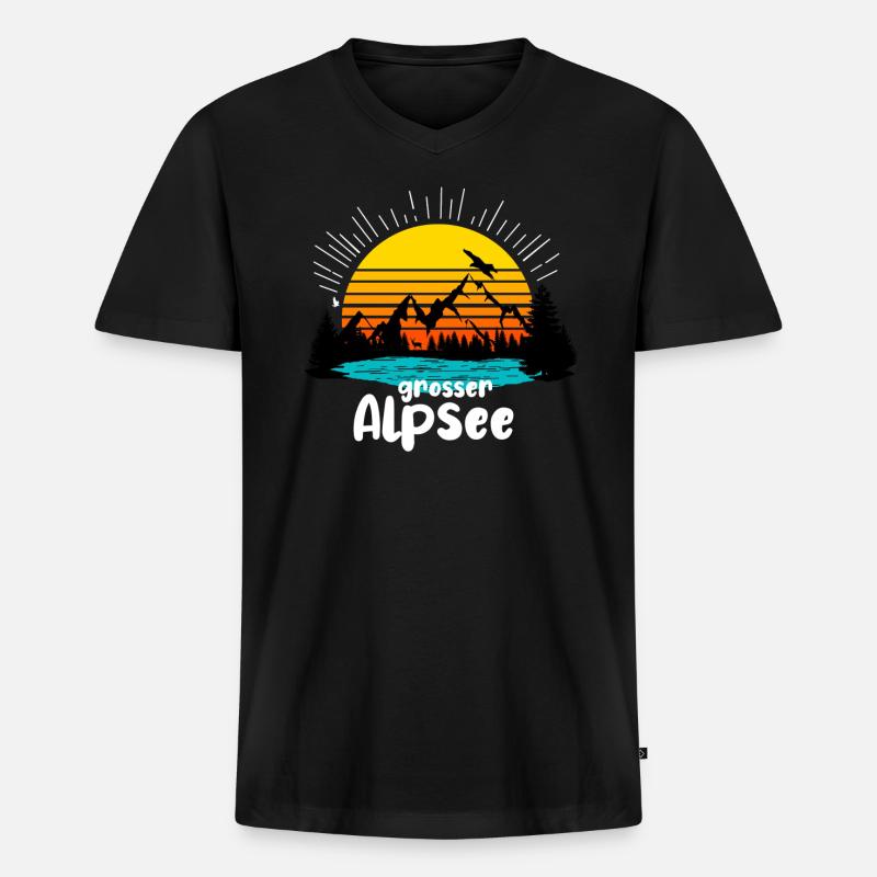 großer Alpsee - Männer Premium Bio T-Shirt mit V-Ausschnitt - Schwarz