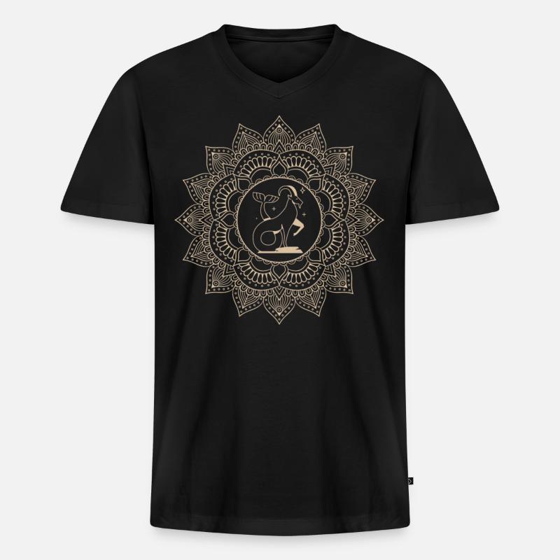 Steinbock sternzeichen Mandala - Männer Premium Bio T-Shirt mit V-Ausschnitt - Schwarz