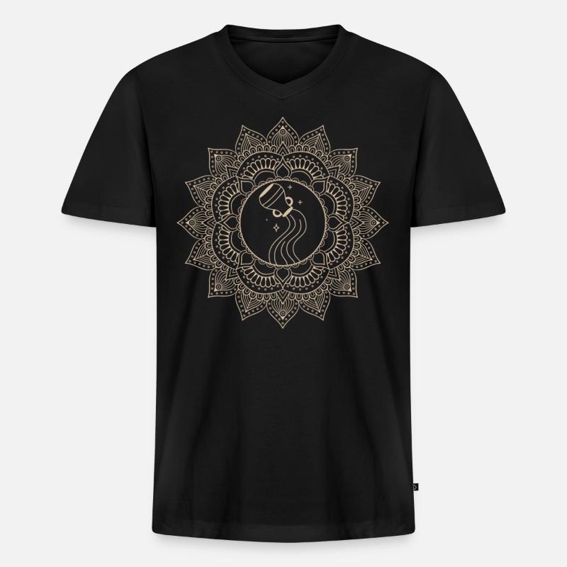 Wassermann Sternzeichen Mandala - Männer Premium Bio T-Shirt mit V-Ausschnitt - Schwarz