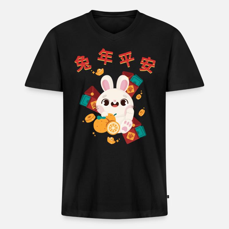 Ratte Chinesisches Sternzeichen - Männer Premium Bio T-Shirt mit V-Ausschnitt - Schwarz