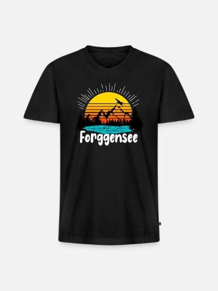 Forggensee - Männer Premium Bio T-Shirt mit V-Ausschnitt - Schwarz
