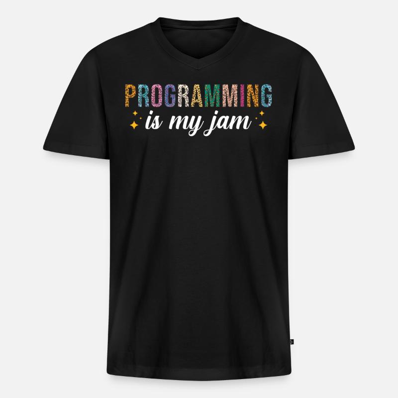 Programming is my passion - Men's Premium Organic T-shirt with V-neck - black