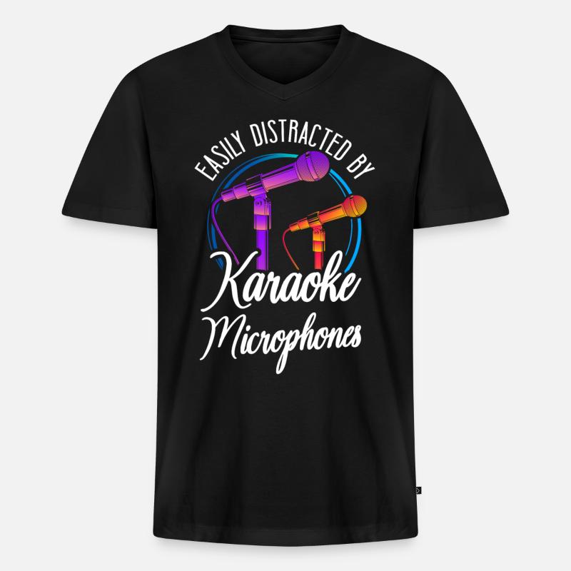 Karaoke Singer Easily Distracted - Männer Premium Bio T-Shirt mit V-Ausschnitt - Schwarz