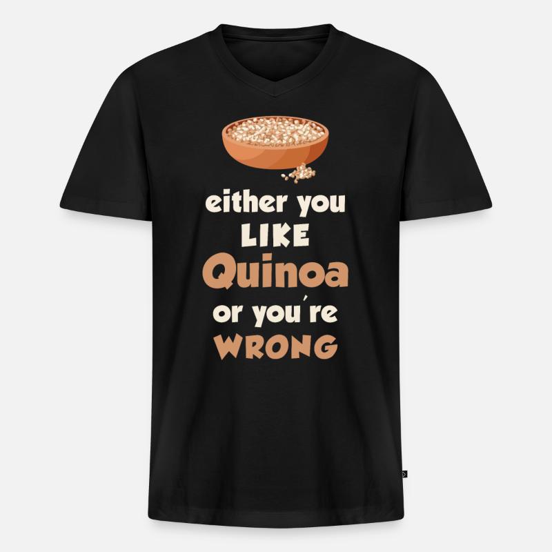 Quinoa Spruch - Männer Premium Bio T-Shirt mit V-Ausschnitt - Schwarz