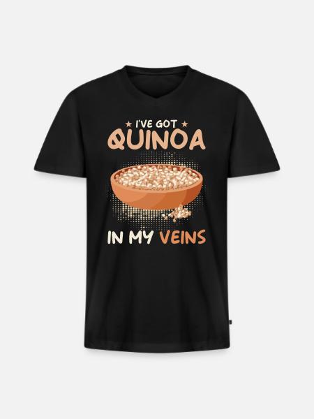 Quinoa Saying - Men's Premium Organic T-shirt with V-neck - black