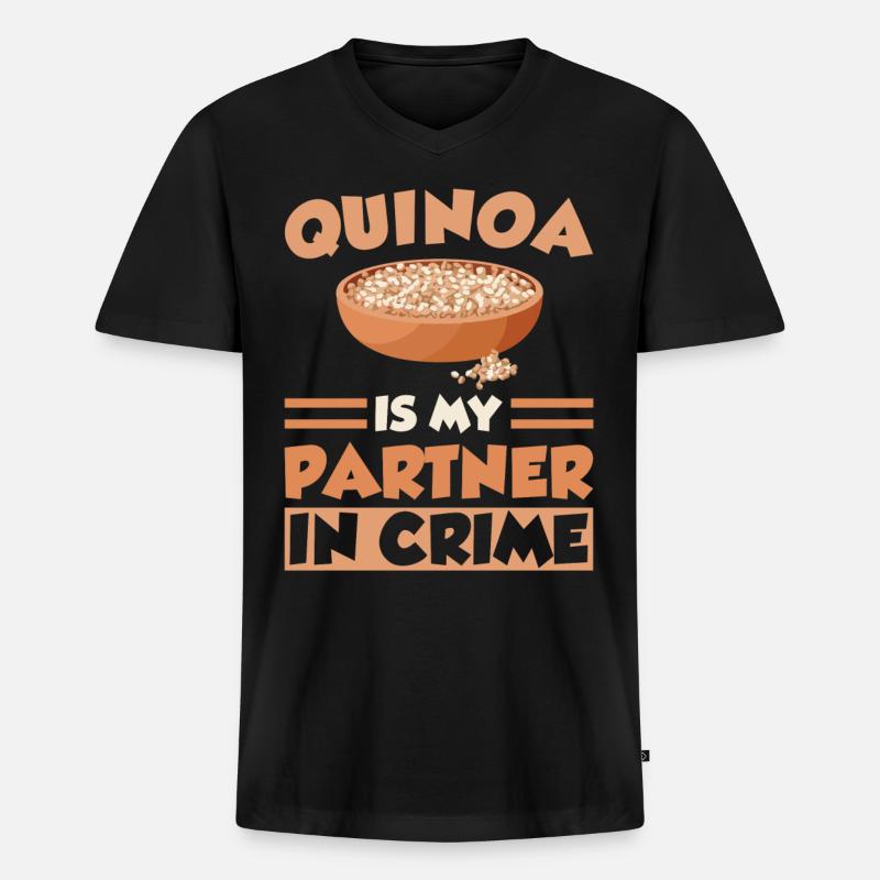 Quinoa Spruch - Männer Premium Bio T-Shirt mit V-Ausschnitt - Schwarz
