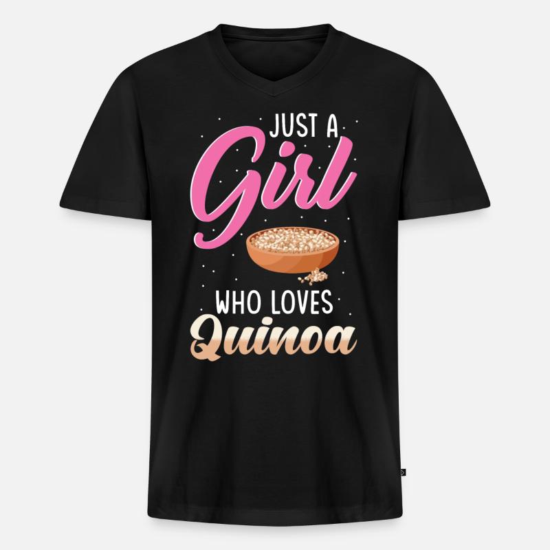 Quinoa Spruch - Männer Premium Bio T-Shirt mit V-Ausschnitt - Schwarz