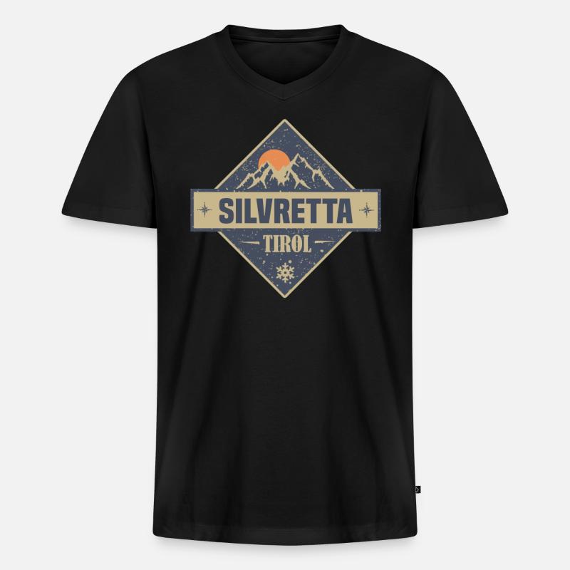 silvretta - Männer Premium Bio T-Shirt mit V-Ausschnitt - Schwarz