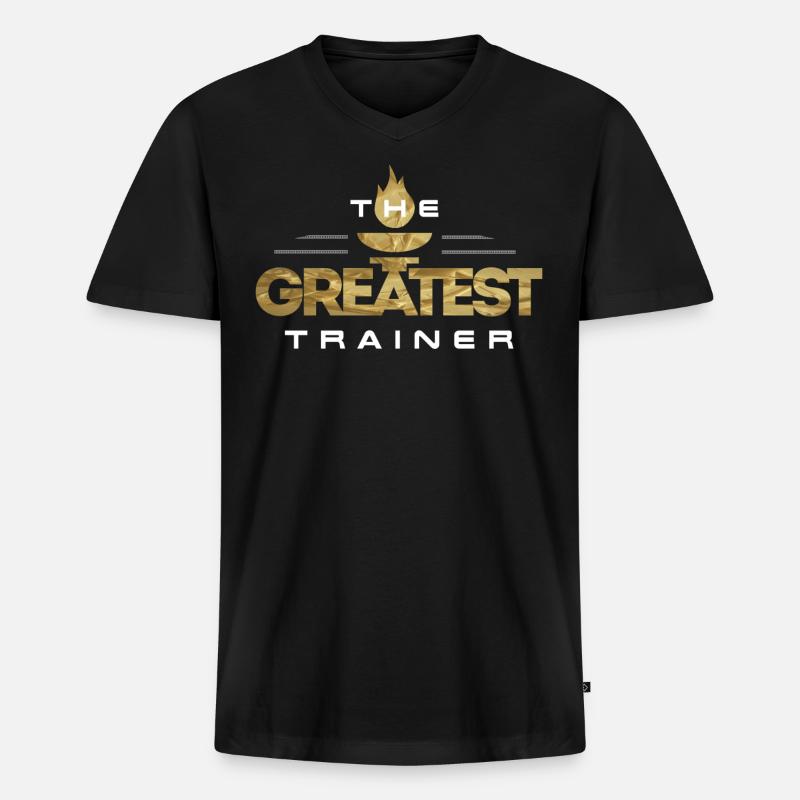 Der beste Trainer - Männer Premium Bio T-Shirt mit V-Ausschnitt - Schwarz