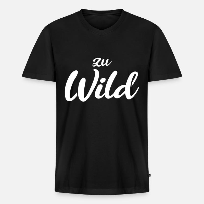 Zu wild - Männer Premium Bio T-Shirt mit V-Ausschnitt - Schwarz
