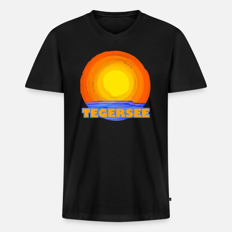 Tegernsee - Männer Premium Bio T-Shirt mit V-Ausschnitt - Schwarz