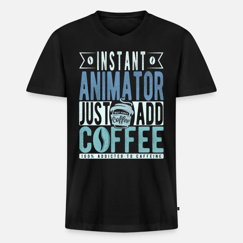 Buchalter Kaffee Spruch - Männer Premium Bio T-Shirt mit V-Ausschnitt - Schwarz