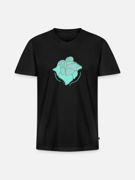 Rose Red Rose Hand-drawn - Men's Premium Organic T-shirt with V-neck - black
