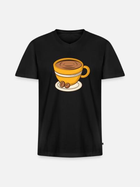 Coffee Cup Cappuccino - Men's Premium Organic T-shirt with V-neck - black